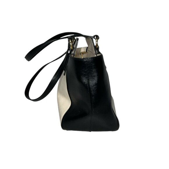 LRL Lauren Ralph Lauren Black and Ivory Handbag Purse Tote - Picture 4 of 8